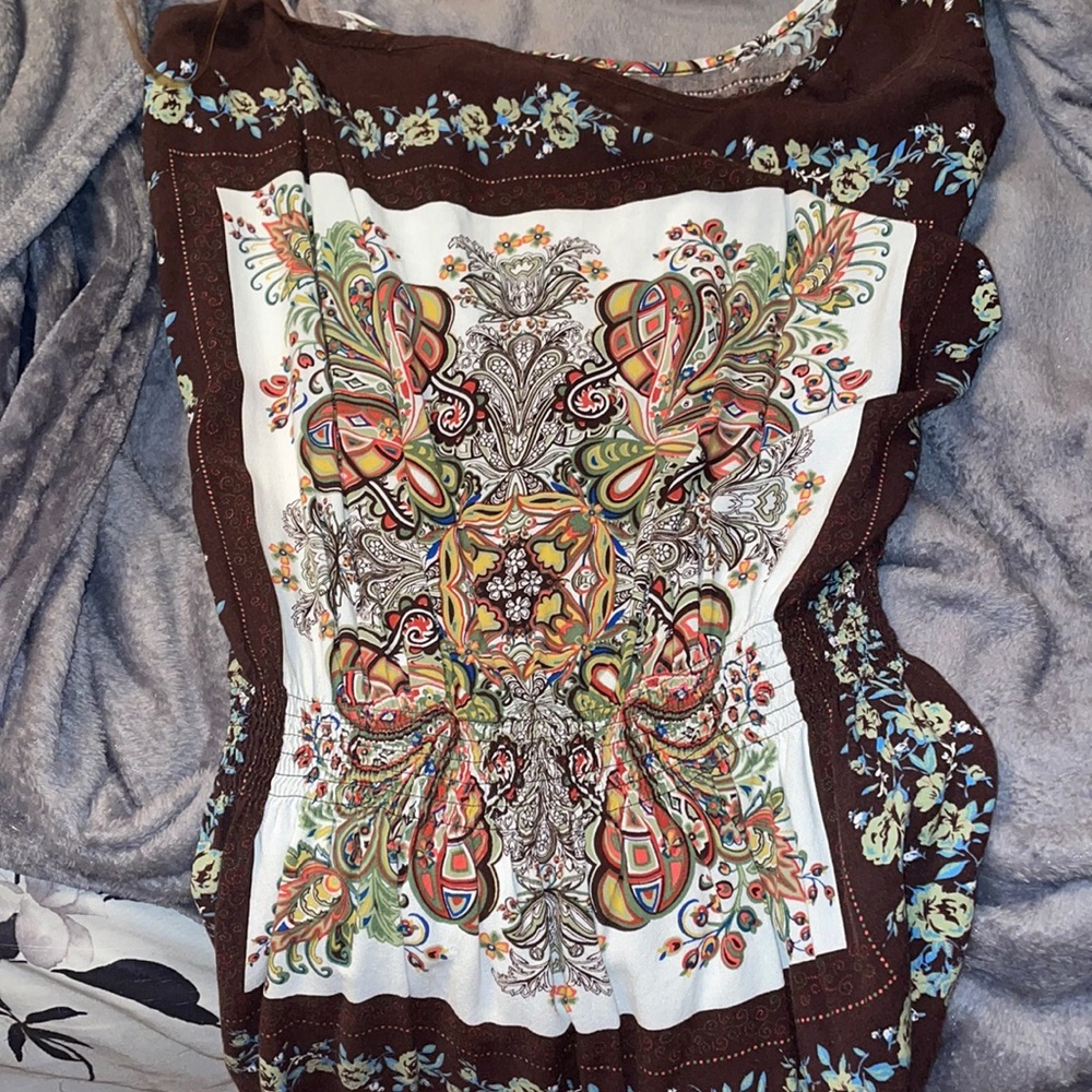 Brown patterned top